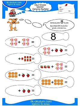 Çocuklar İçin toplam işlemi yaprak testleri 